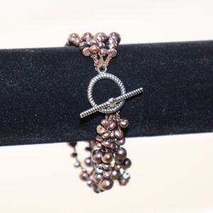 Unbranded Freshwater Pearl Bracelet Womens 7.5 Brown Multi-Strand Smoky‎ Quartz